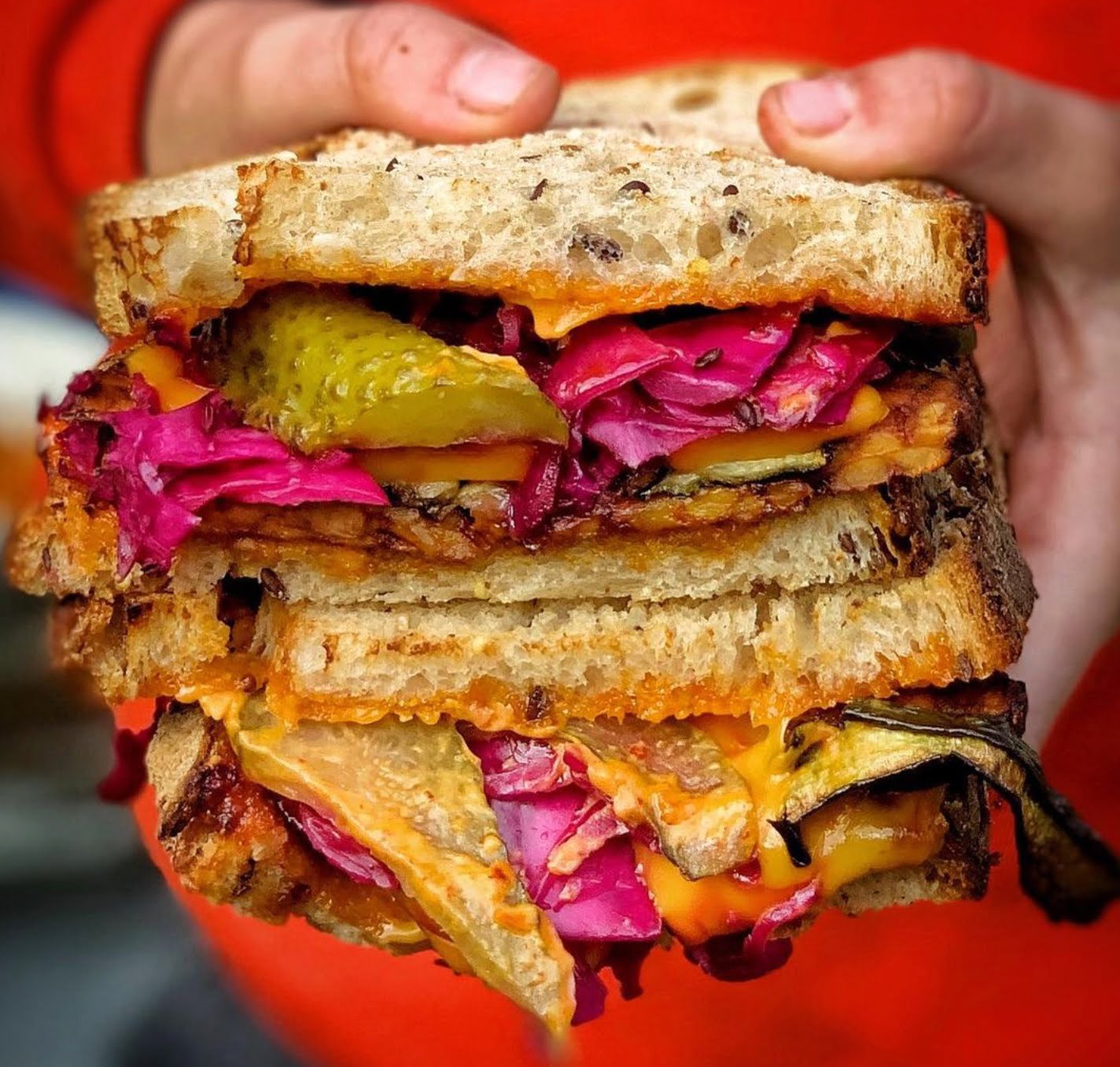 An image of Charred courgette Reuben sandwich