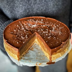 An image of chocolate salted caramel tart