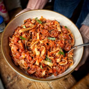 An image of Charred Aubergine Tagliatelle