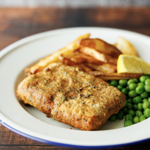 An image of Beer Battered “Fish” Fingers and Chips in an Airfryer