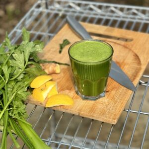 a photo of a glass of Glow & Go Juice (Hydration & Energy Boost)