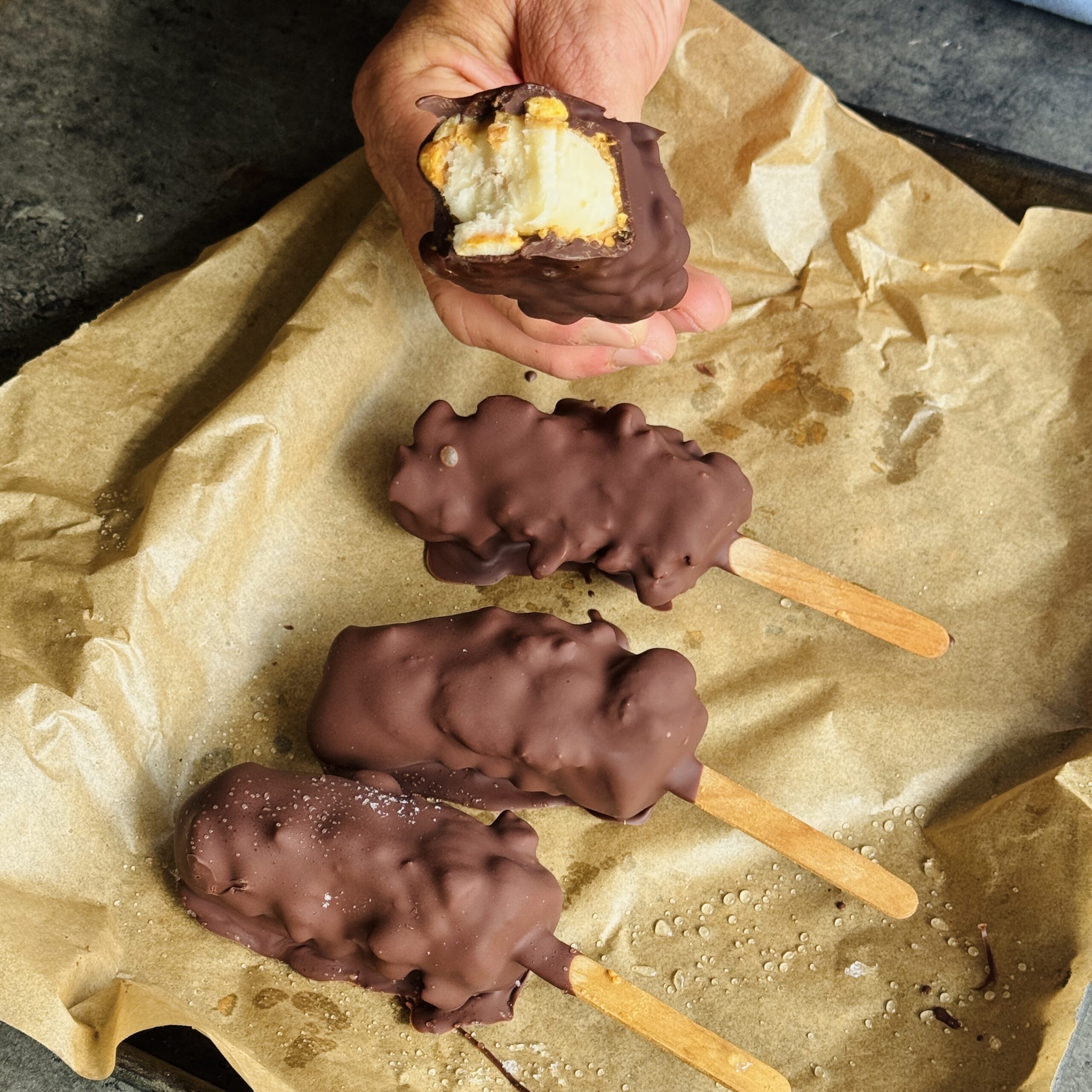 a photo of Crunchy Peanut Butter Banana Popsicles