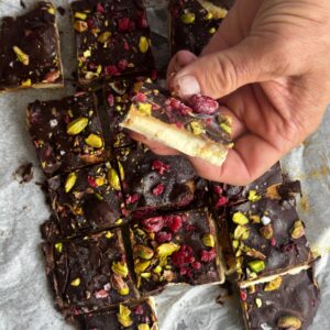 a photo of Frozen Banana, Peanut Butter & Dark Chocolate Bark