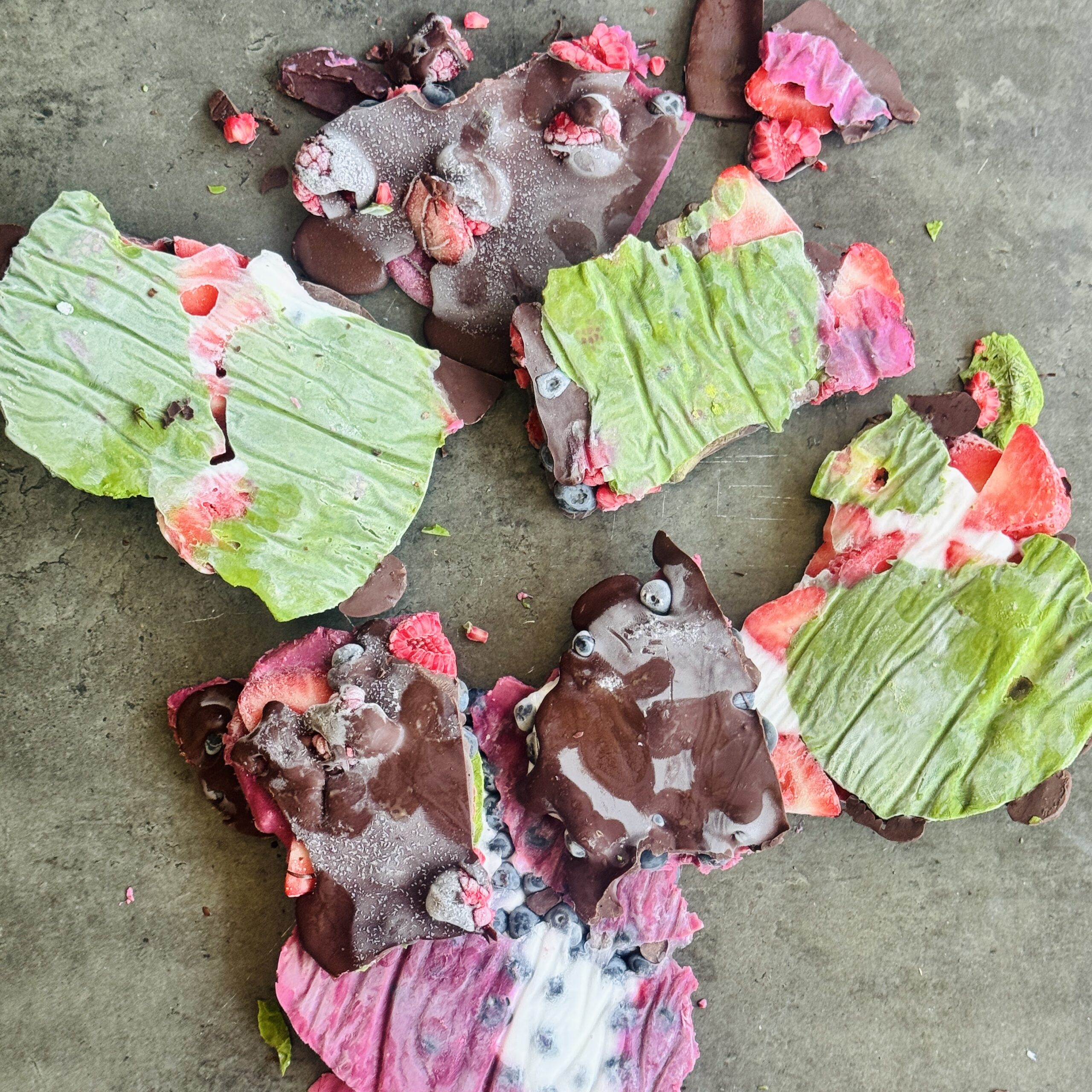 a photo of Frozen Yoghurt Chocolate Berry Bark 3 Ways